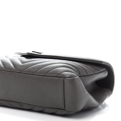 Saint Laurent Sheepskin Matelasse Chevron Monogram Medium College Bag Asphalt 10 of 11