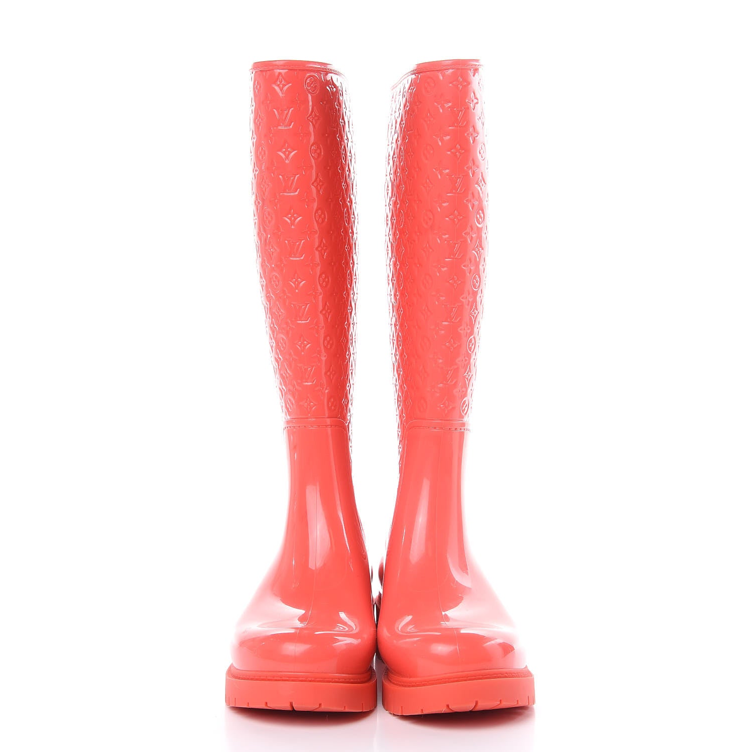 Louis Vuitton Rubber Embossed Monogram Splash Rain Boots 36 Coral 2 of 12