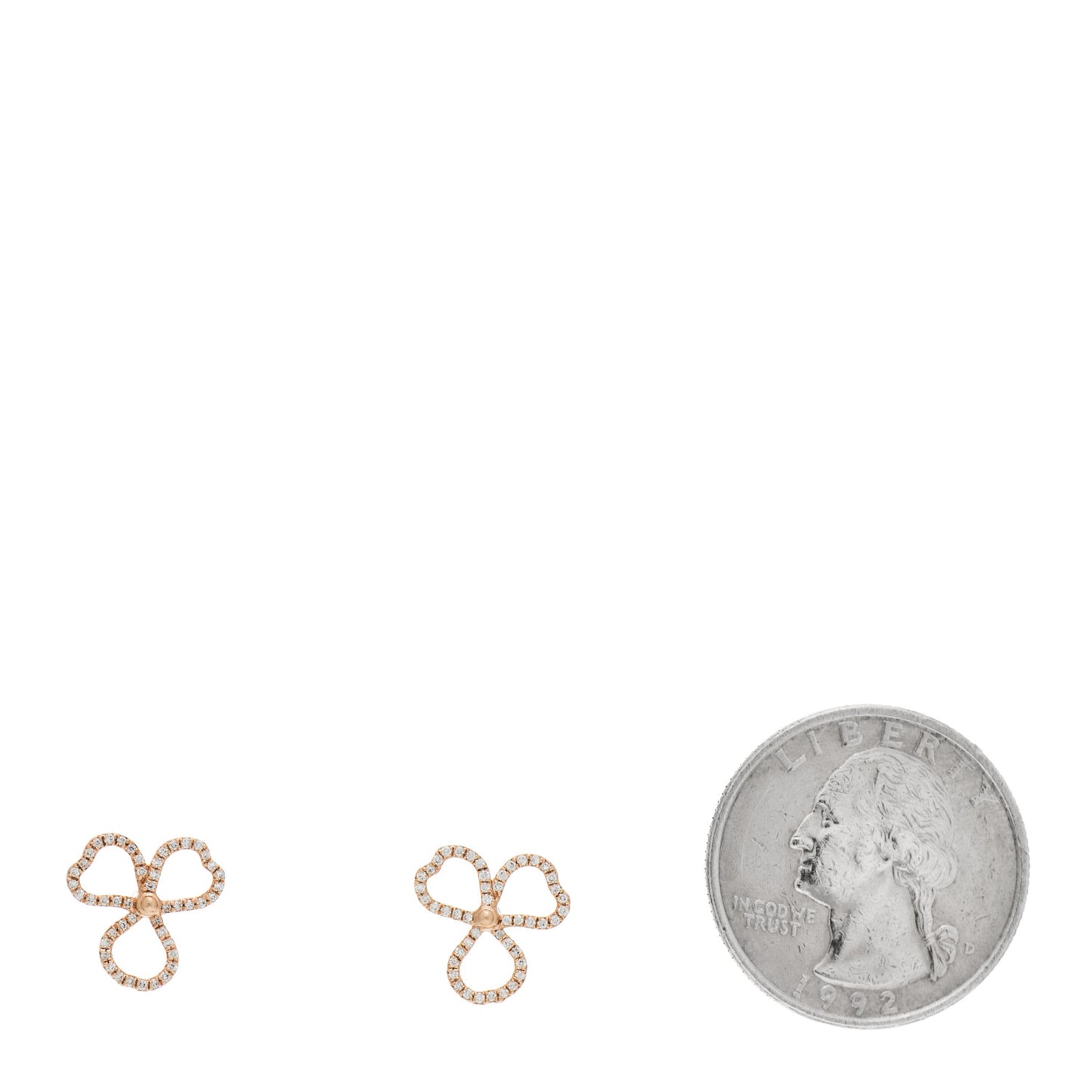 18K Rose Gold Diamond Paper Flowers Open Flower Earrings