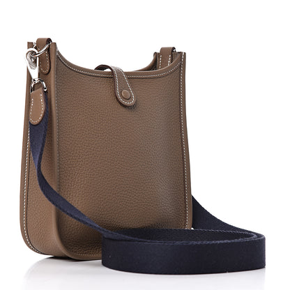 Hermes Taurillon Clemence Amazone Evelyne TPM Etoupe Bleu Indigo 3 of 11