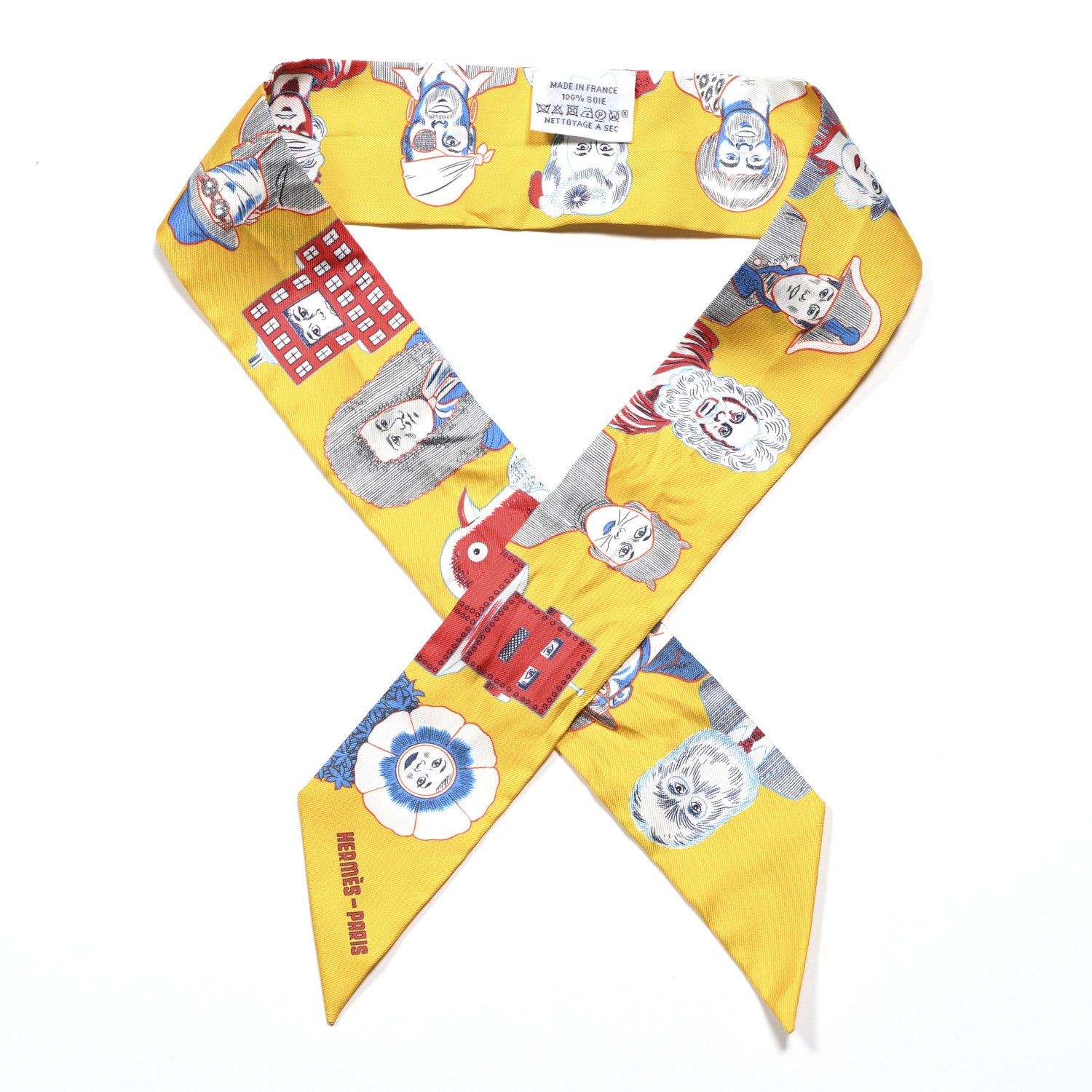 Hermes Silk Dress Code Twilly Jaune Vif Rouge White 1 of 5