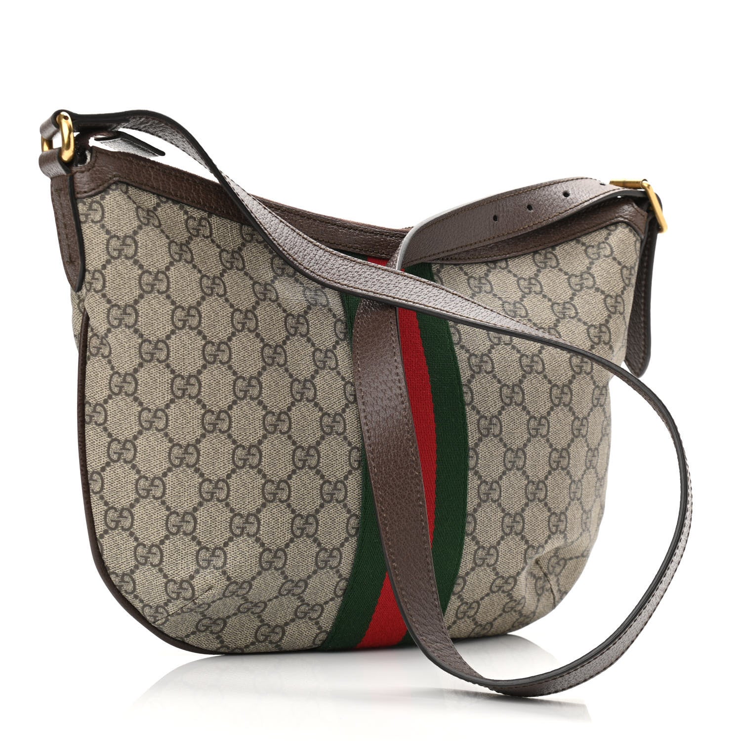 Gucci GG Supreme Monogram Web Small Ophidia Half Moon Hobo Brown 3 of 12