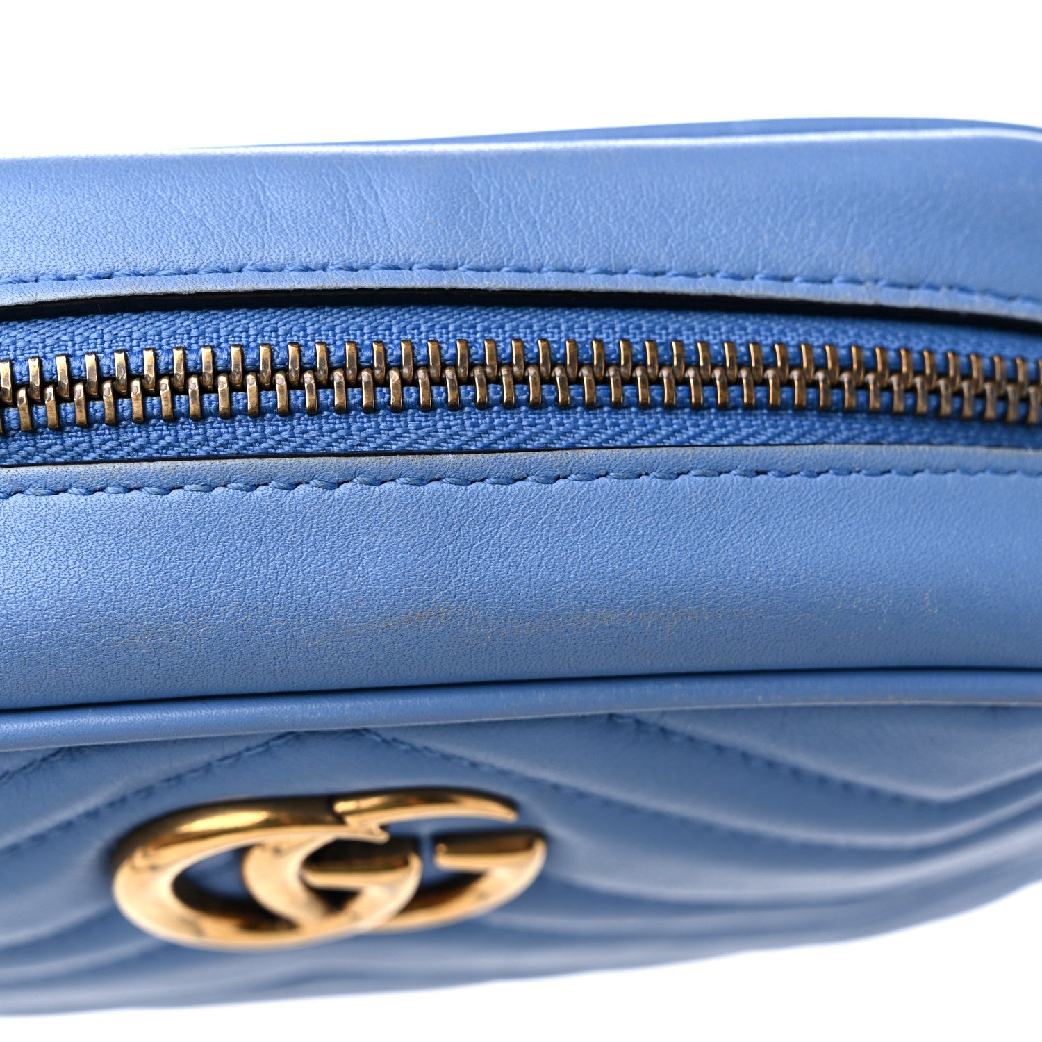 Gucci Calfskin Matelasse Mini GG Marmont Chain Shoulder Bag Clear Sky Blue 16 of 18