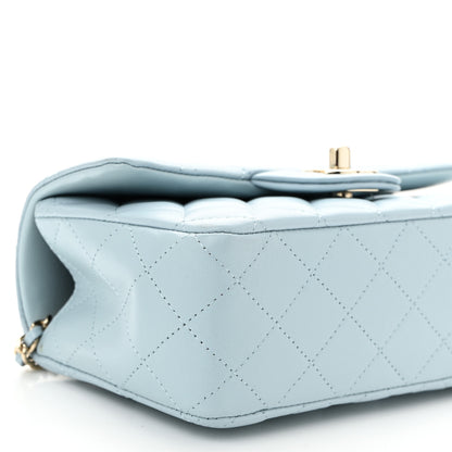 Chanel Lambskin Quilted Mini Top Handle Rectangular Flap Light Blue 9 of 10