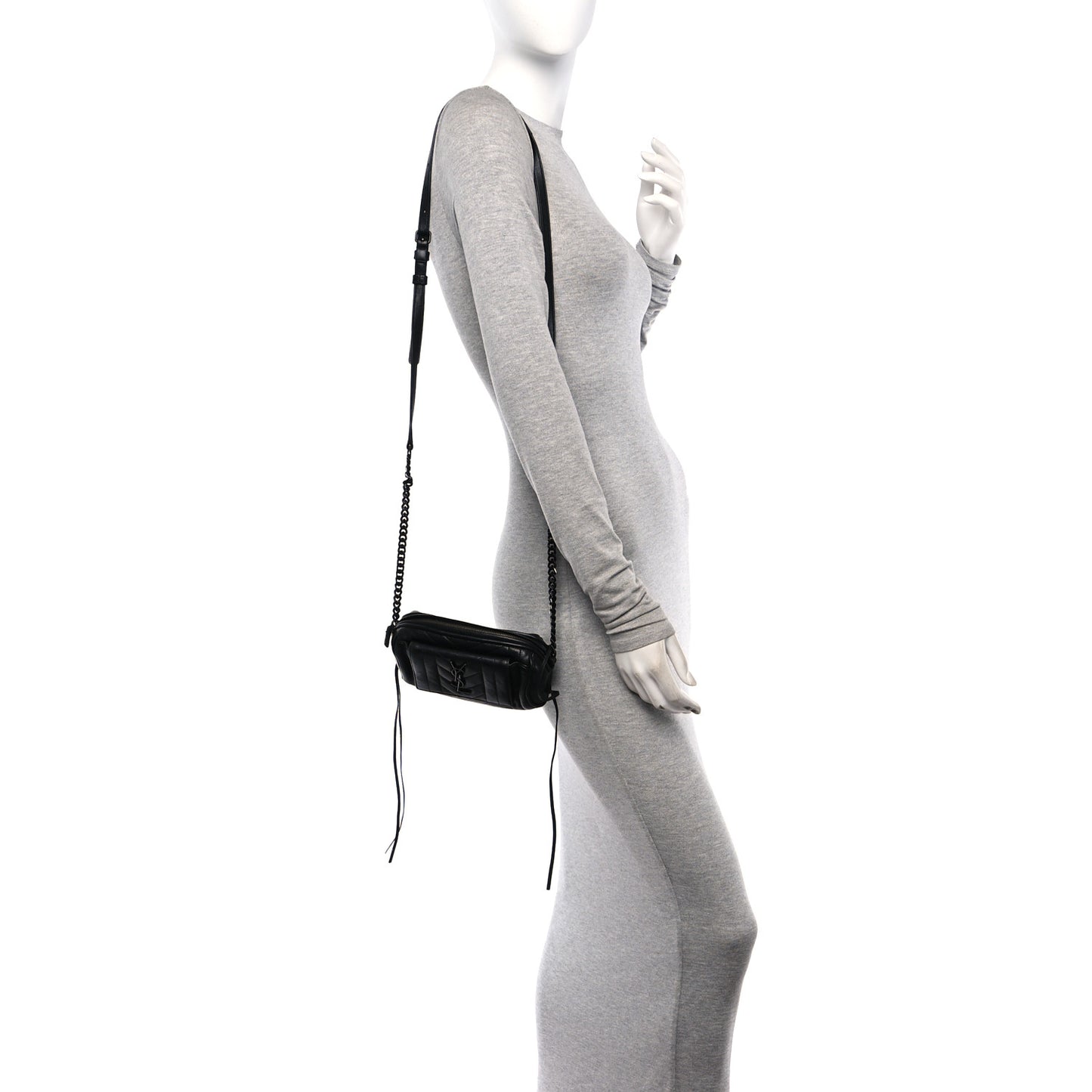 Sheepskin Matelasse Monogram Monochrome East West Rider Bag Black