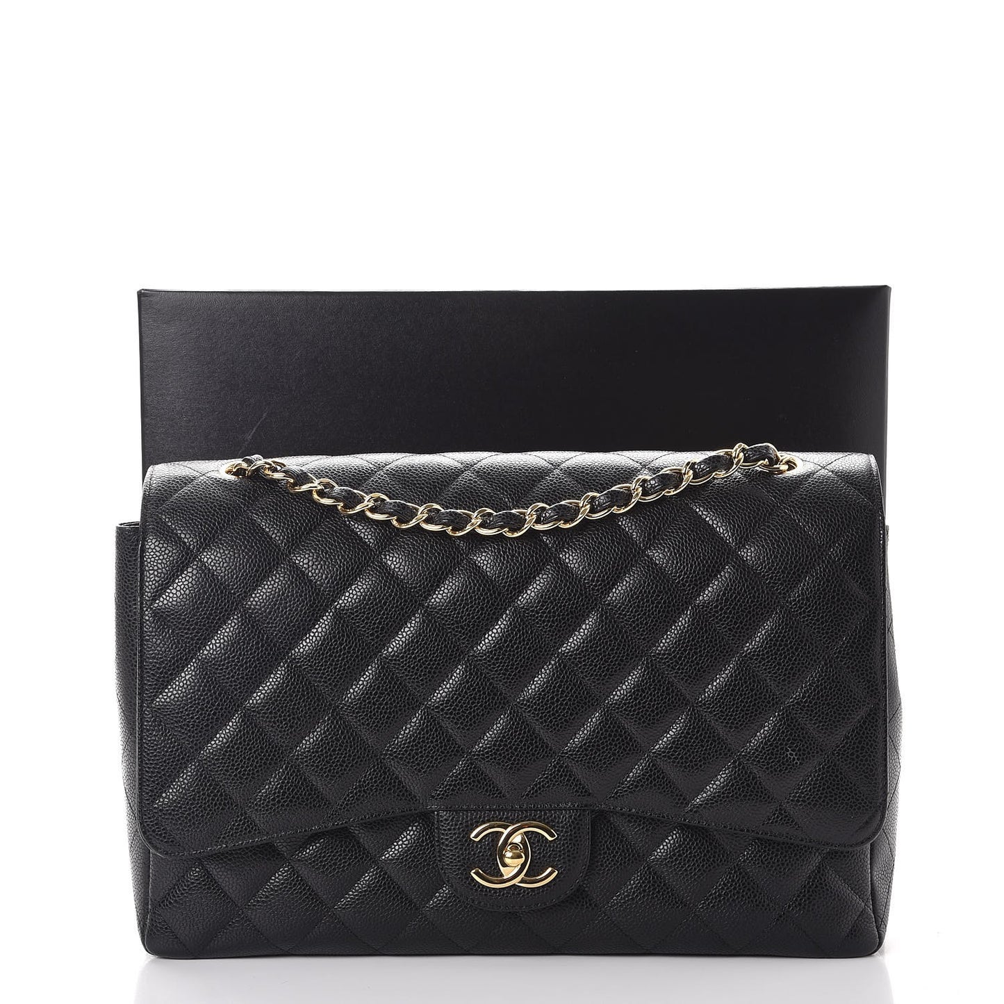 Caviar Quilted Maxi Double Flap Black