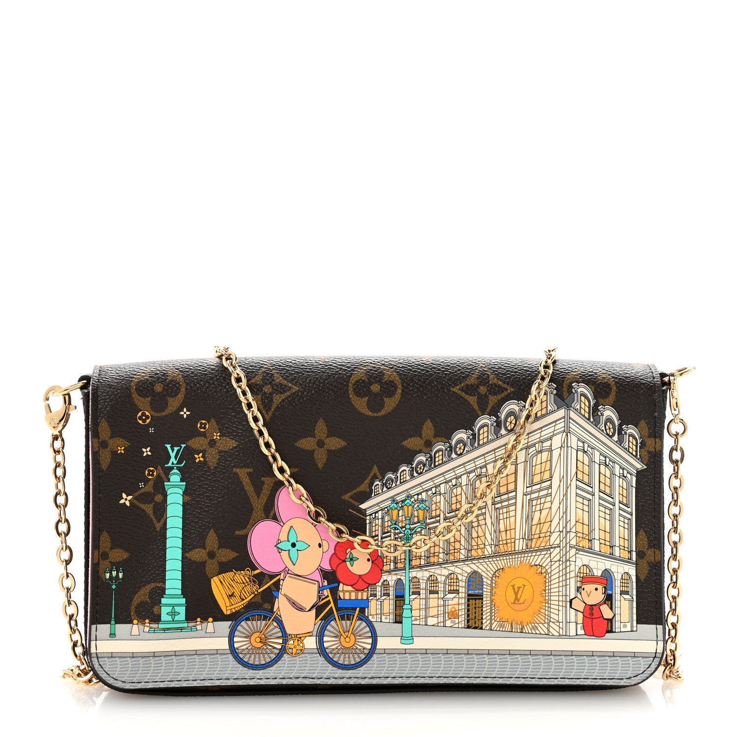 Louis Vuitton Monogram 2022 Christmas Animation Paris Pochette Felicie Chain Wallet Pink 1 of 10