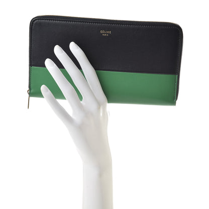 Celine Lambskin Large Zip Around Multifunction Wallet Grass Navy 2 of 11