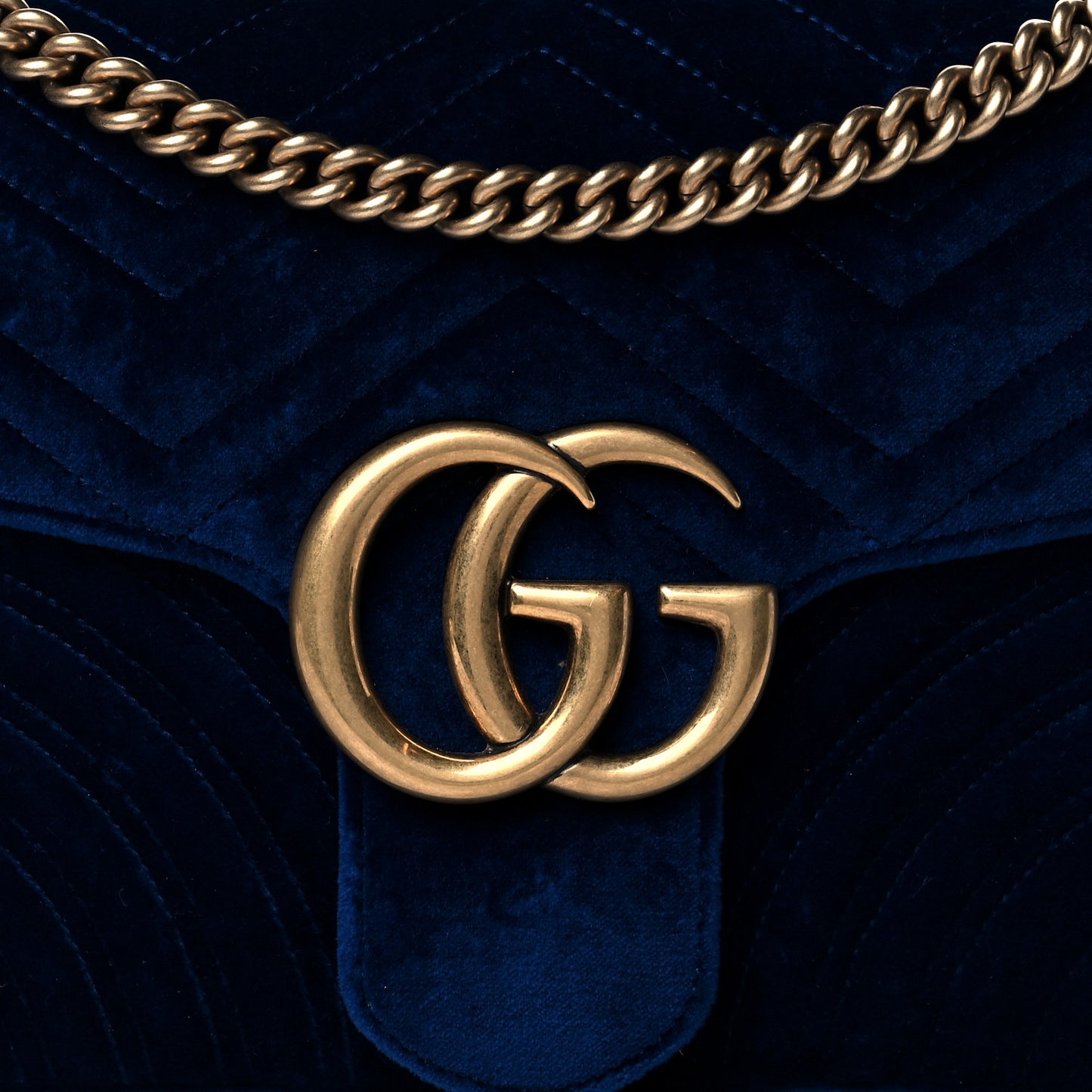 Velvet Matelasse Medium GG Marmont Shoulder Bag Cobalt Blue