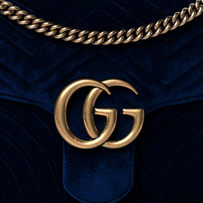 Gucci Velvet Matelasse Medium GG Marmont Shoulder Bag Cobalt Blue 9 of 11