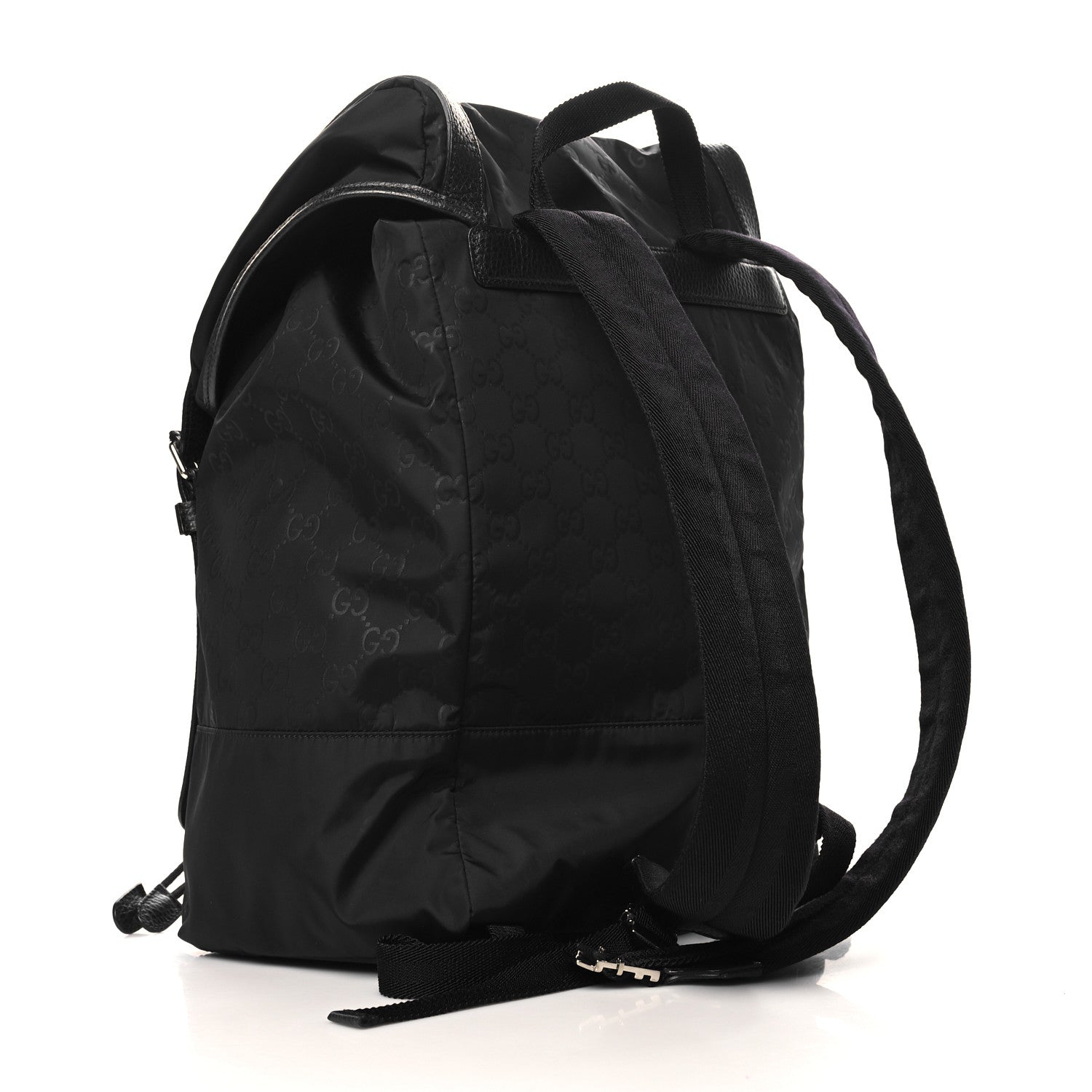 Gucci Nylon Monogram Medium Light Double Buckle Backpack Black 2 of 10