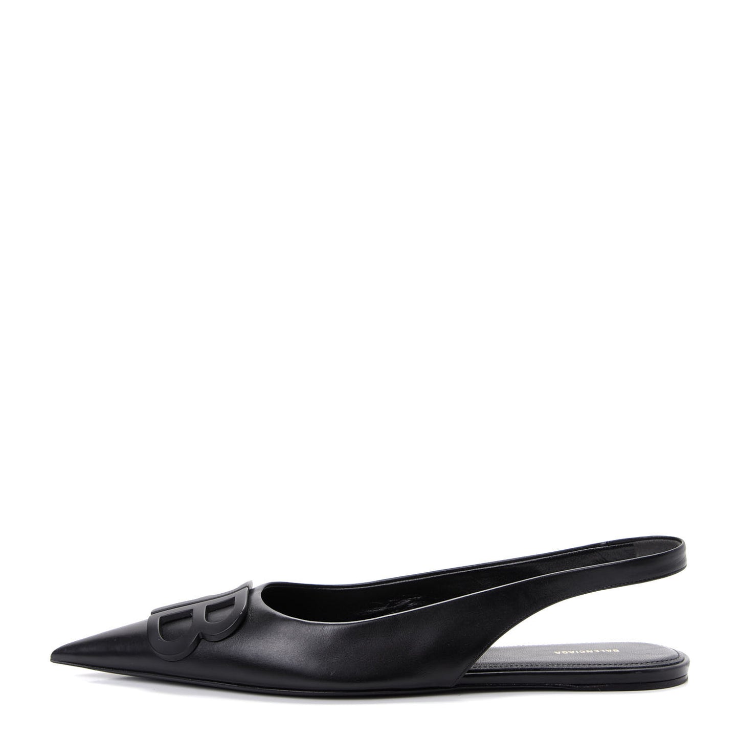 Calfskin BB Knife Pointy Toe Slingback Flats 38 Black
