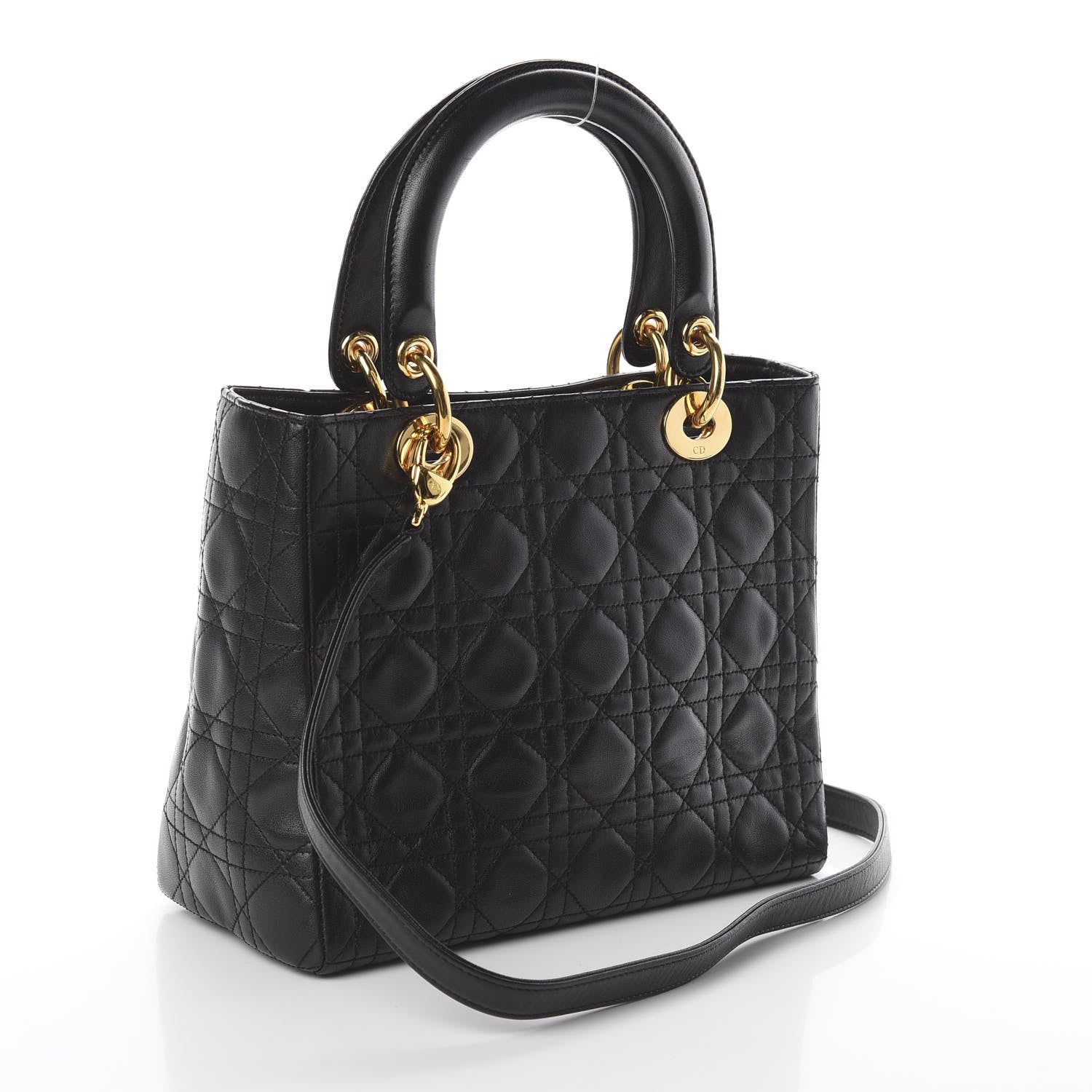 Christian Dior Lambskin Cannage Medium Lady Dior Black 2 of 8