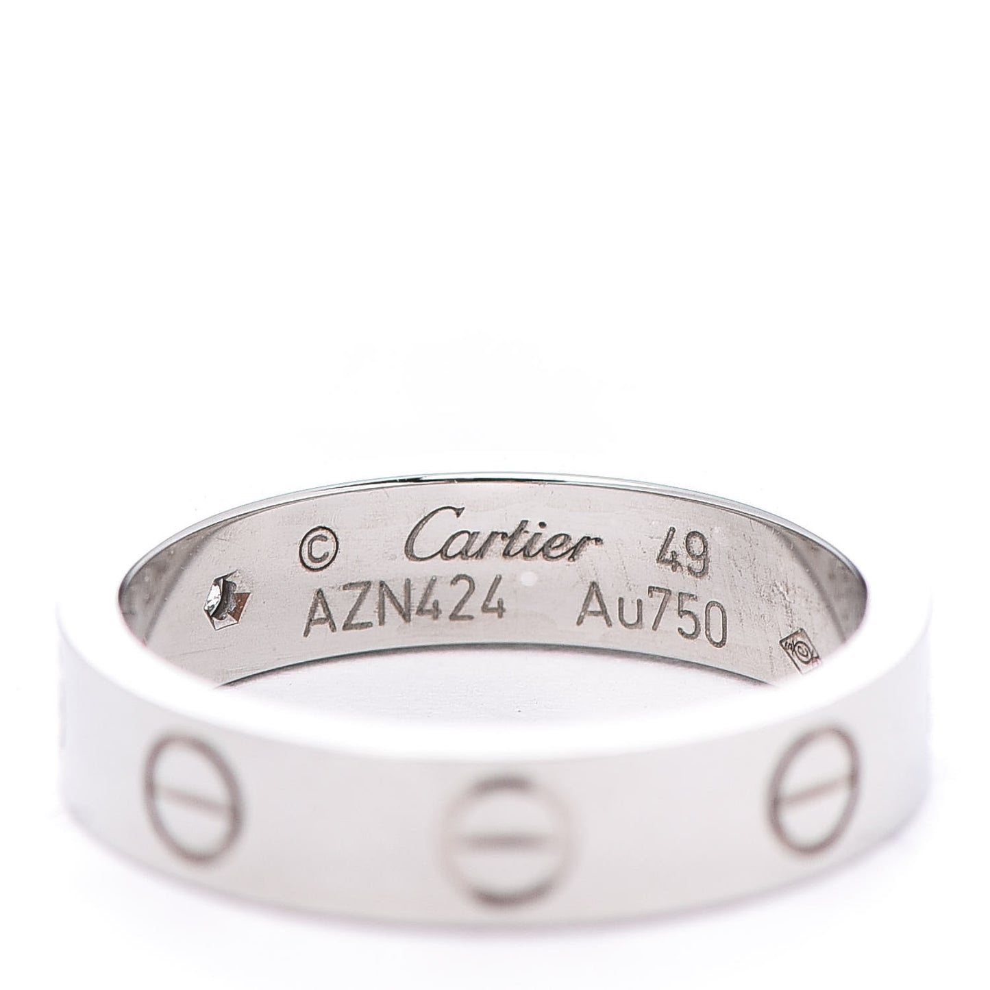 18K White Gold Diamond 4mm LOVE Wedding Band Ring 49 4.75