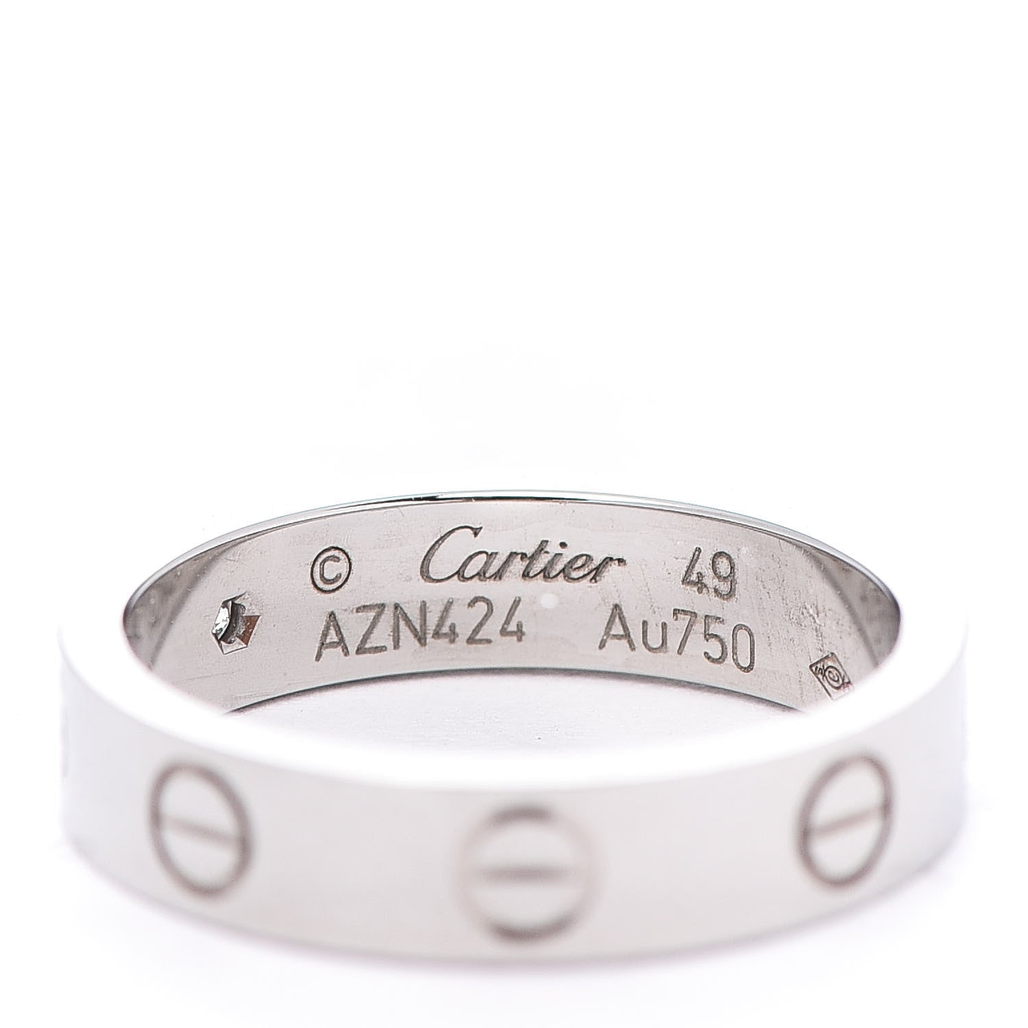 Cartier 18K White Gold Diamond 4mm LOVE Wedding Band Ring 49 4.75 4 of 4