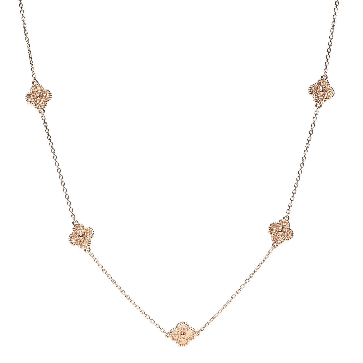 Van Cleef & Arpels 18K Rose Gold 16 Motifs Sweet Alhambra Necklace 1 of 7
