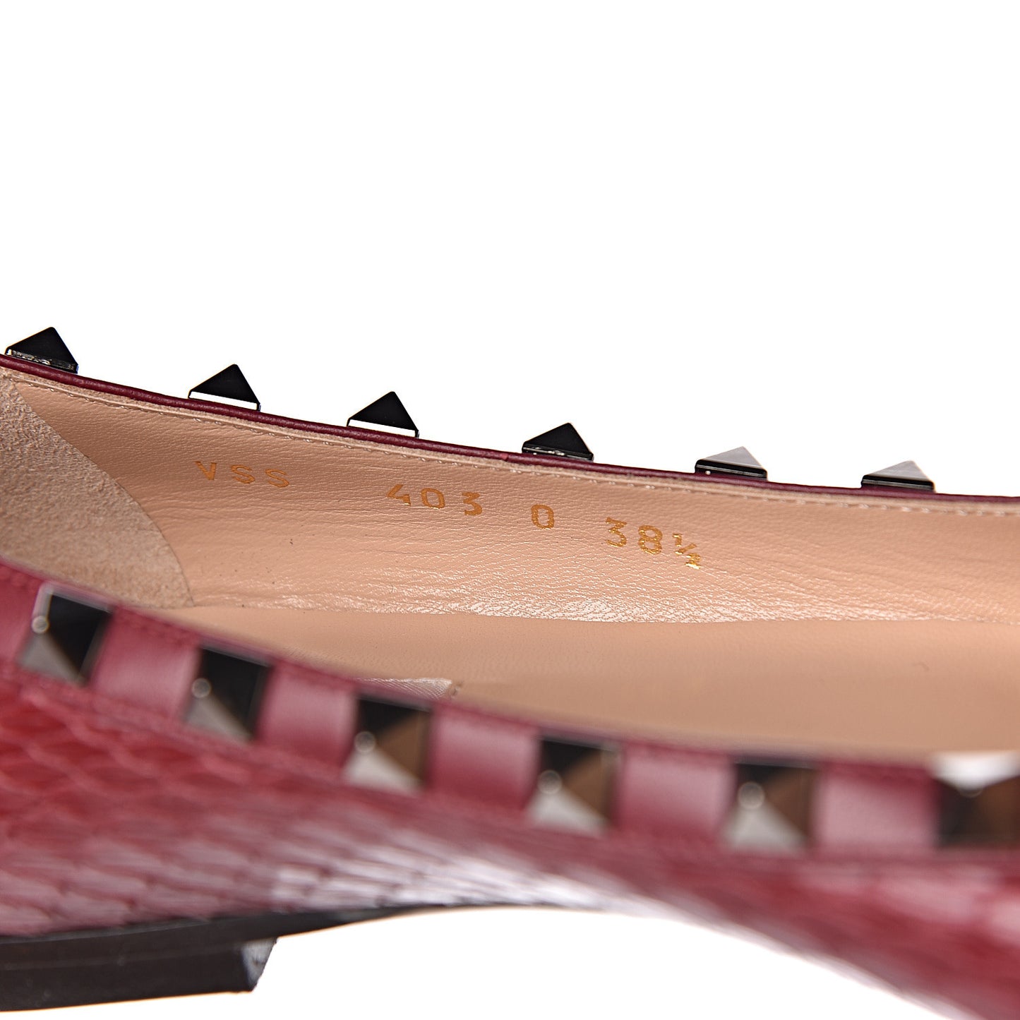 Ayers Snakeskin Rockstud Ballerina Flats 38.5 Cerise