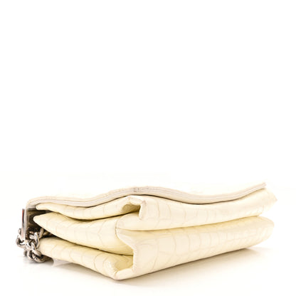 Versace Croc Stamped Patent Palazzo Sultan Shoulder Bag White 3 of 11