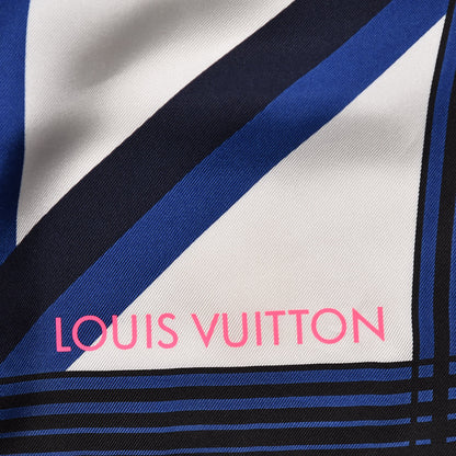 Louis Vuitton Silk Square Scarf White Blue 3 of 4
