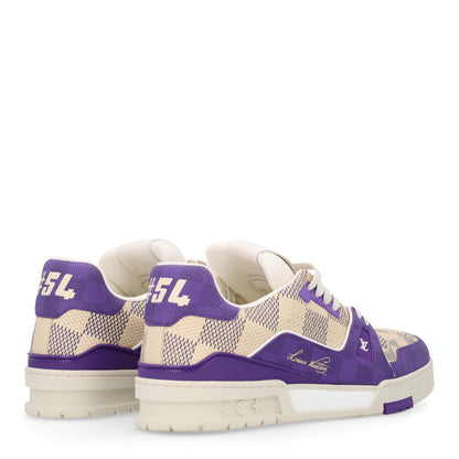 Louis Vuitton Damier Grained Calfskin Monogram Mens LV Trainer Sneakers 10 Purple 8 of 10