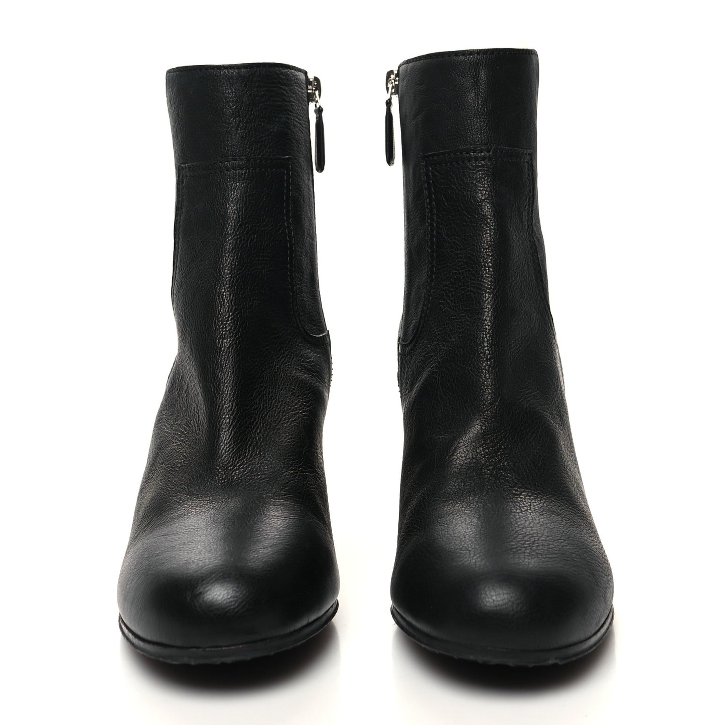 Goatskin Calfskin CC Short Boots 38.5 Black White