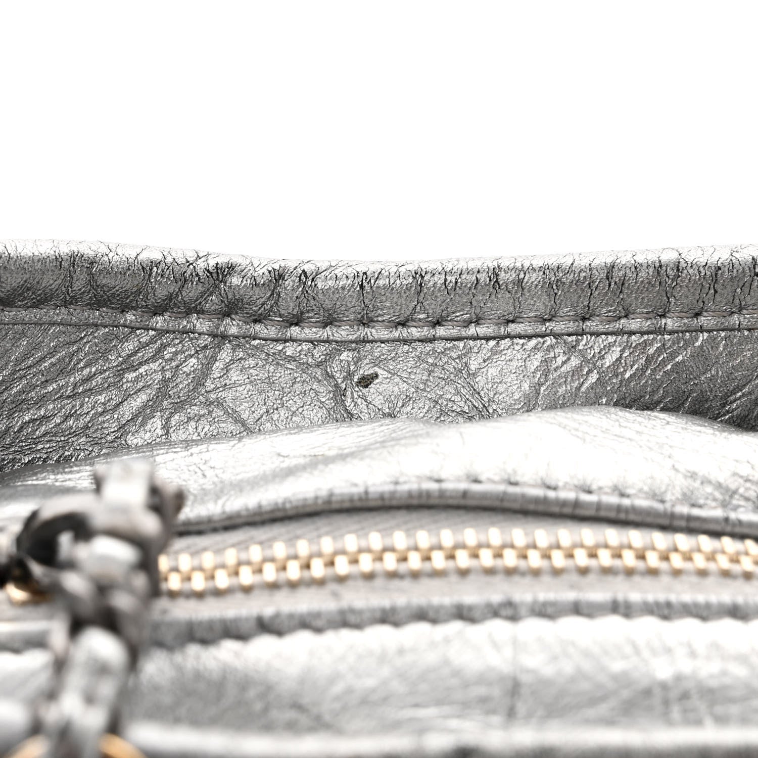 Chanel Metallic Aged Calfskin Quilted Large Gabrielle Hobo Silver 16 of 17