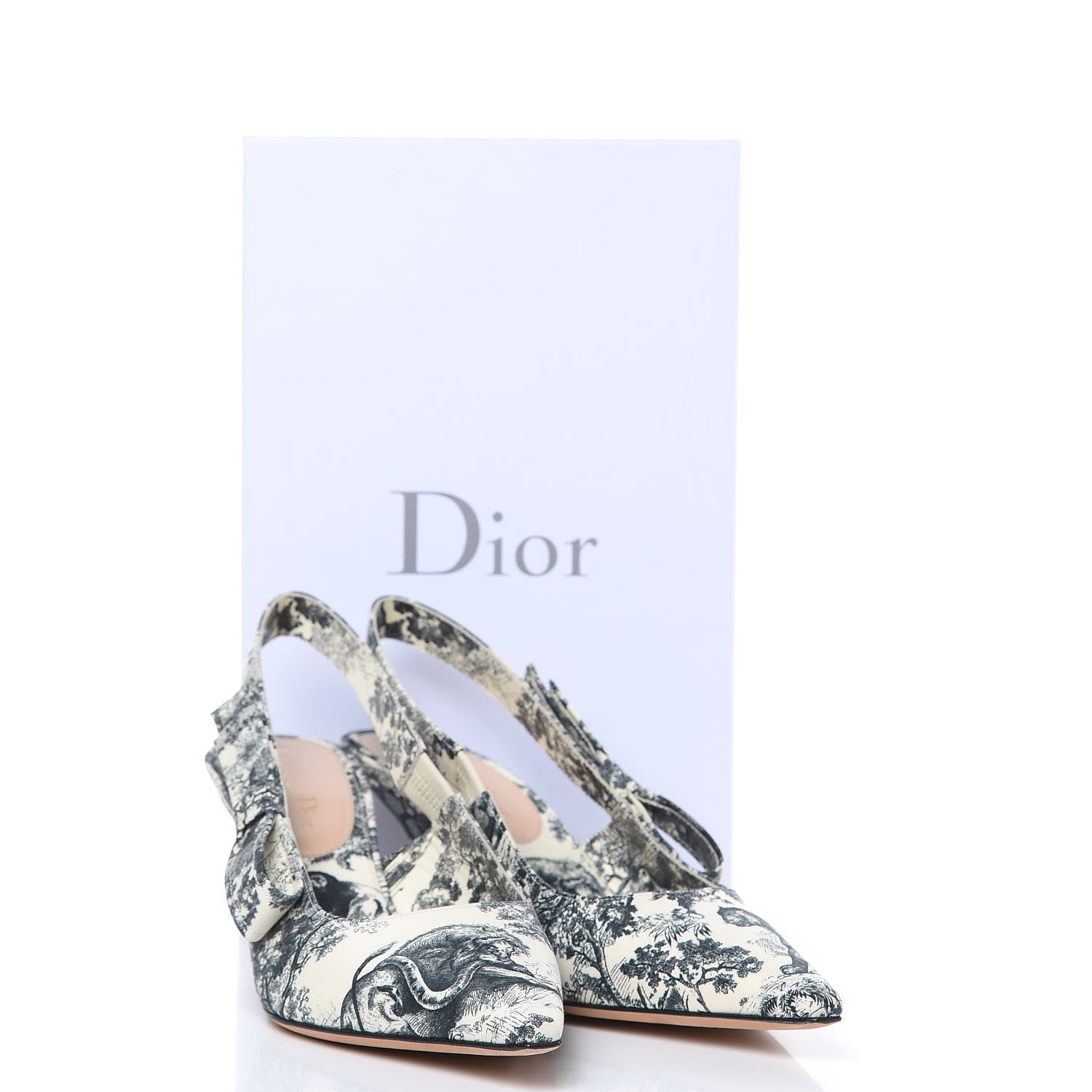 Christian Dior Toile De Jouy Sweet D Slingback Pumps 39.5 Off White Black 9 of 9