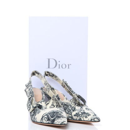 Christian Dior Toile De Jouy Sweet D Slingback Pumps 39.5 Off White Black 9 of 9