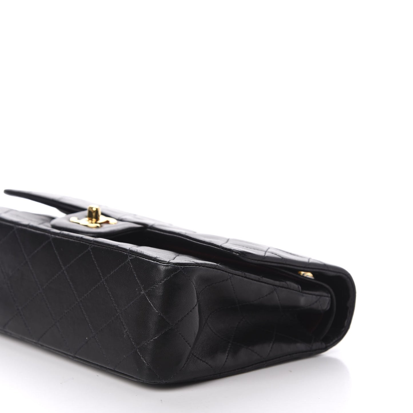 Lambskin Quilted Medium Double Flap Black