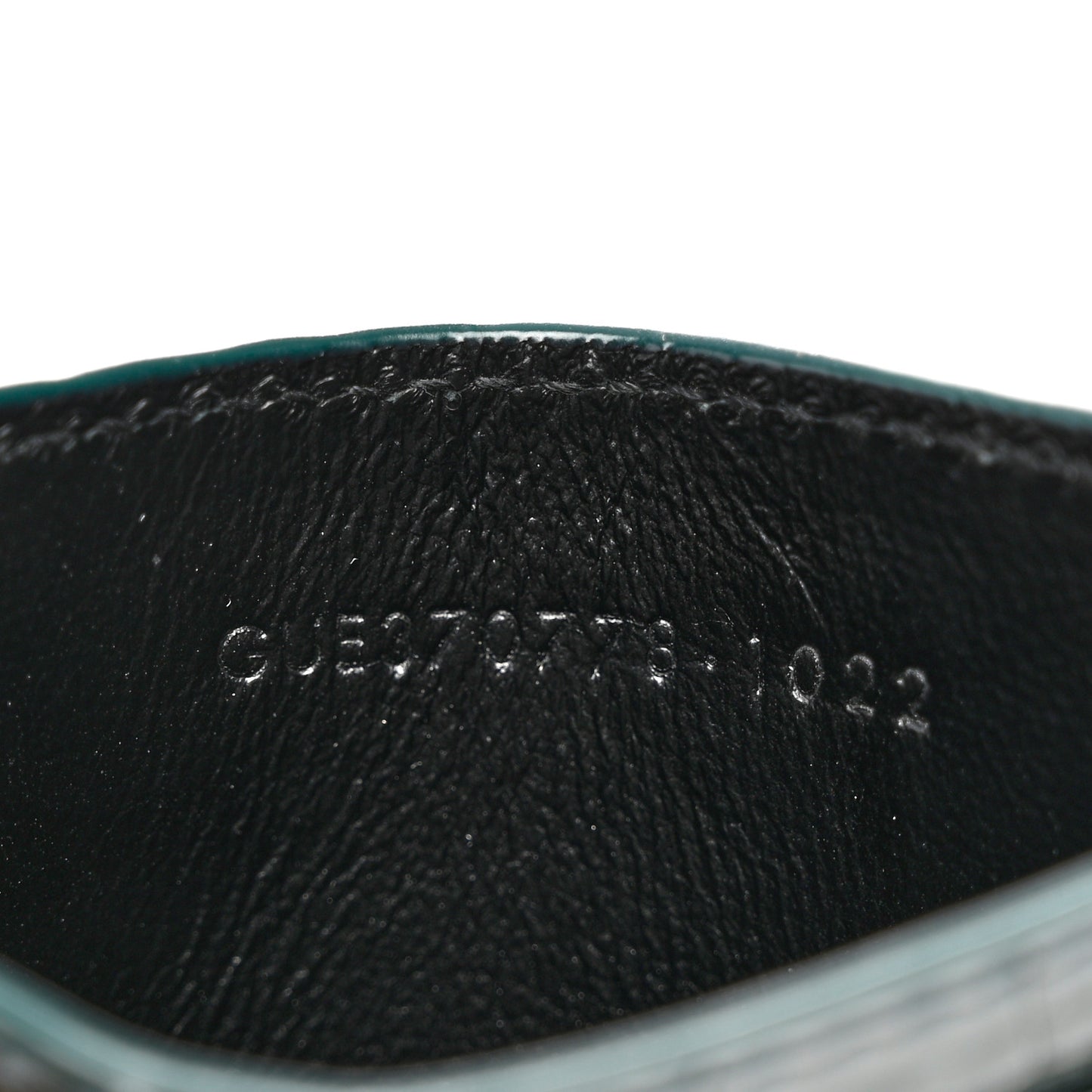 Calfskin Crocodile Embossed Monogram Credit Card Case Foliage Green