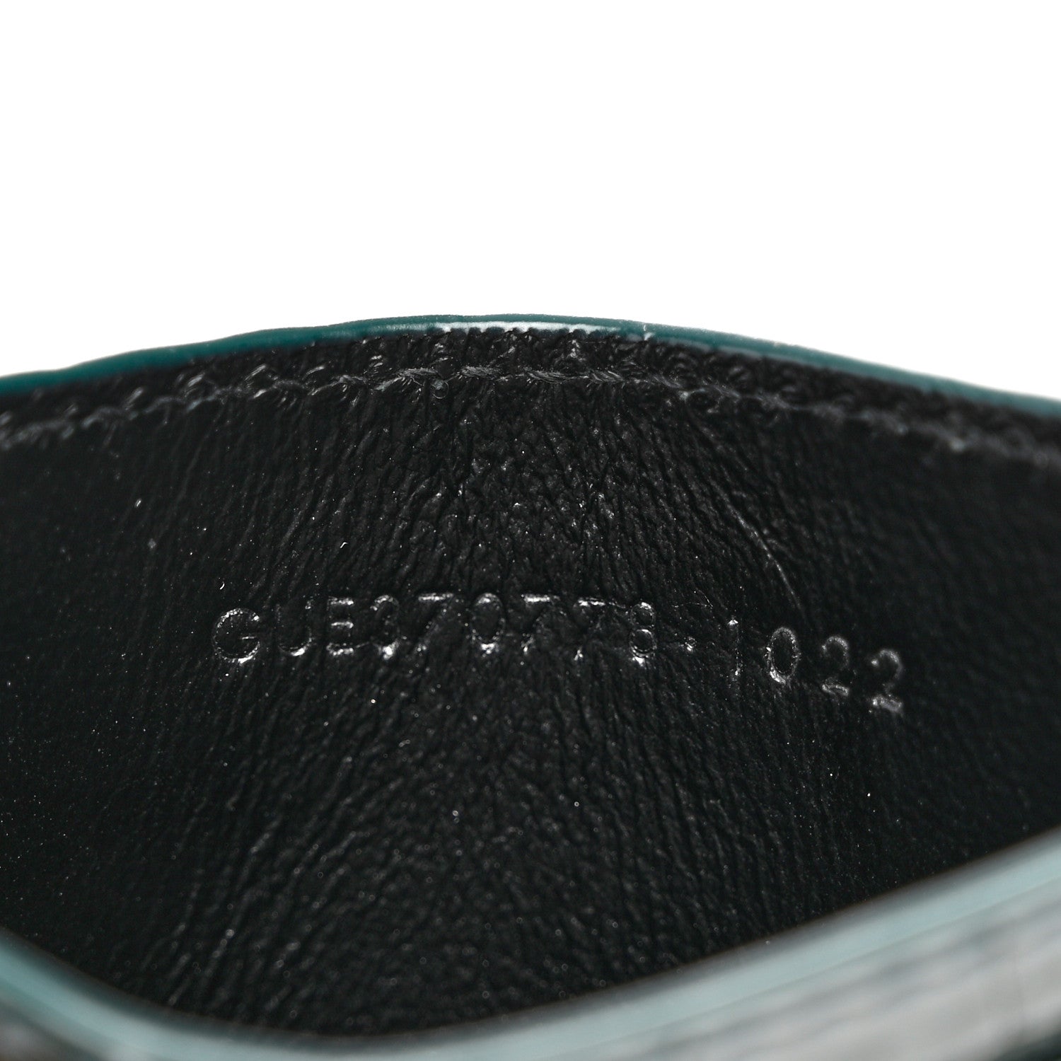 Saint Laurent Calfskin Crocodile Embossed Monogram Credit Card Case Foliage Green 6 of 7