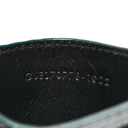 Saint Laurent Calfskin Crocodile Embossed Monogram Credit Card Case Foliage Green 6 of 7