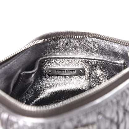Miu Miu Metallic Nappa Matelasse Crystal Chain Crossbody Cromo 6 of 9