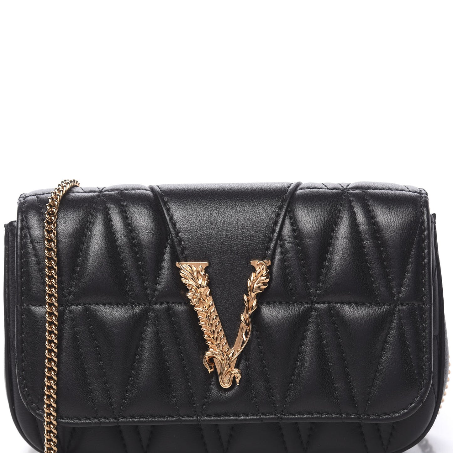 Nappa Quilted Virtus Evening Bag Black