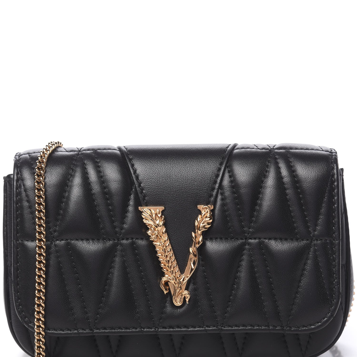 Versace Nappa Quilted Virtus Evening Bag Black 6 of 10