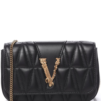 Versace Nappa Quilted Virtus Evening Bag Black 6 of 10