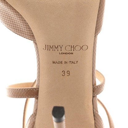 Jimmy Choo Embossed Patent Lizard Emsy Crisscross 85 Sandals 39 Ballet Pink 7 of 9
