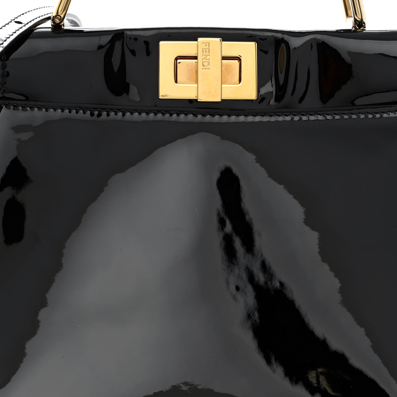 Fendi Vitello Vernice Mou Mini Peekaboo Iconic Satchel Black 8 of 10