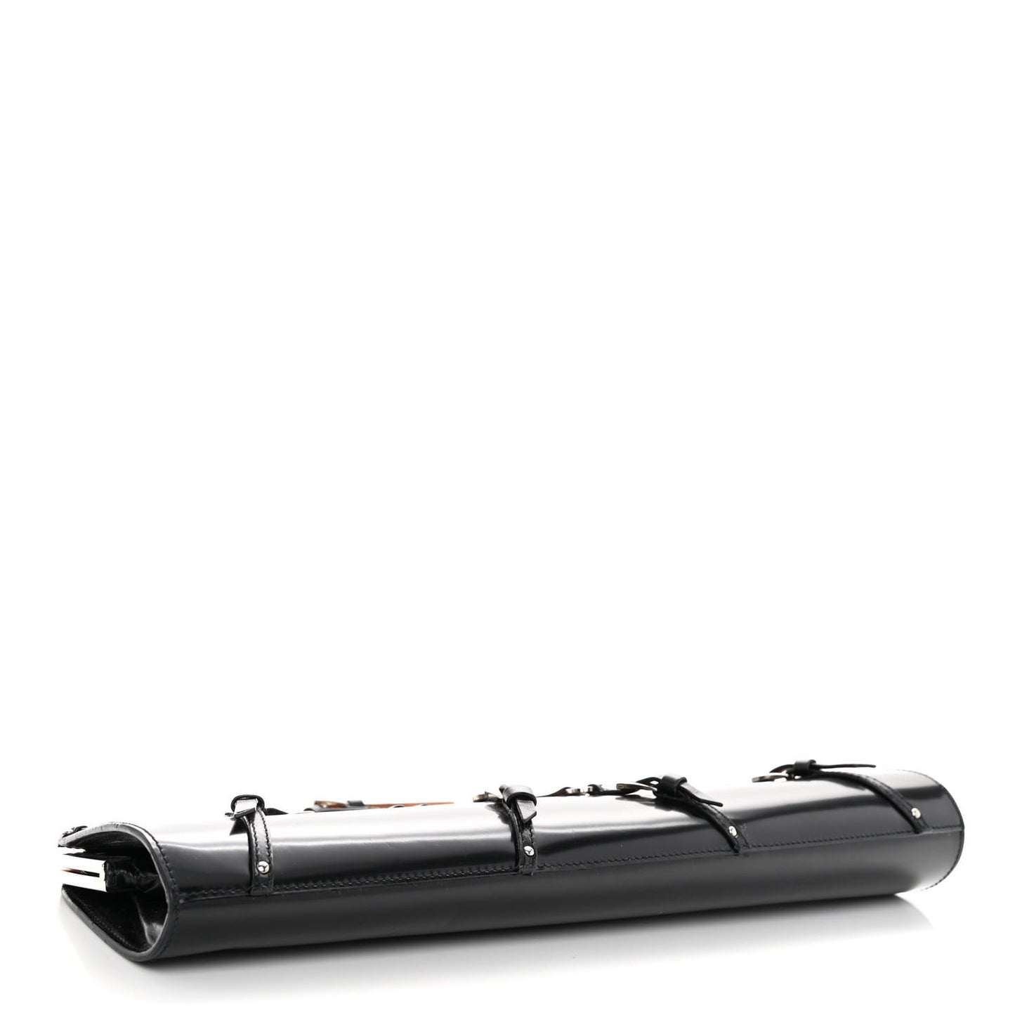 Glazed Calfskin Bondage Clutch Black