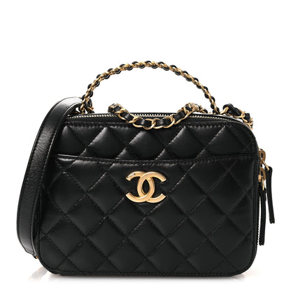 Chanel Shiny Calfskin Quilted Small Pick Me Up Vanity Case Black 1 of 11