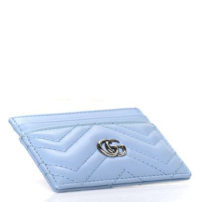 Gucci Calfskin Matelasse GG Marmont Card Holder Porcelain Light Blue 3 of 4