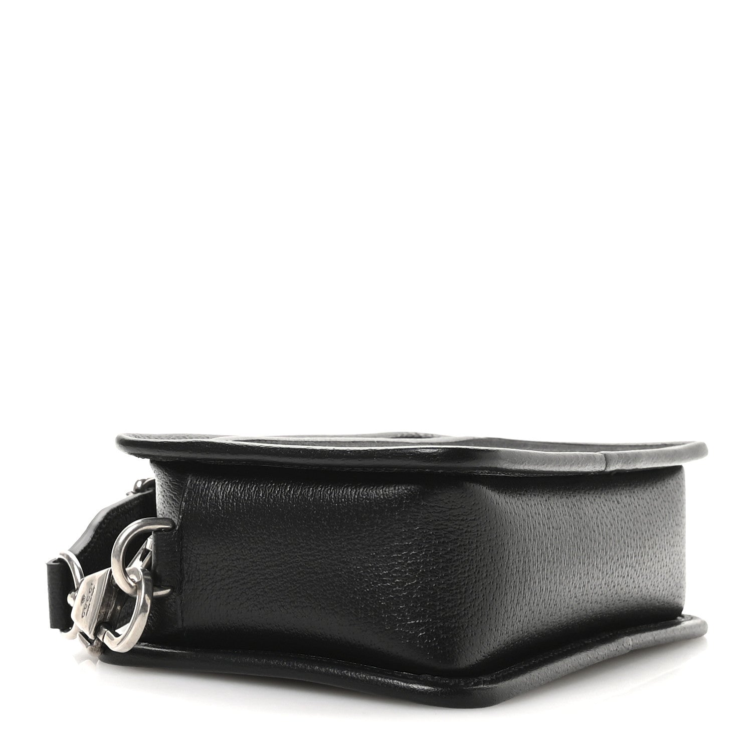Gucci Monogram Jumbo GG Textured Dollar Calfskin Web Mini Crossbody Bag Black 4 of 11