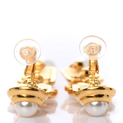 Chanel Large Crystal Pearl CC Drop Earrings Gold 3 of 4