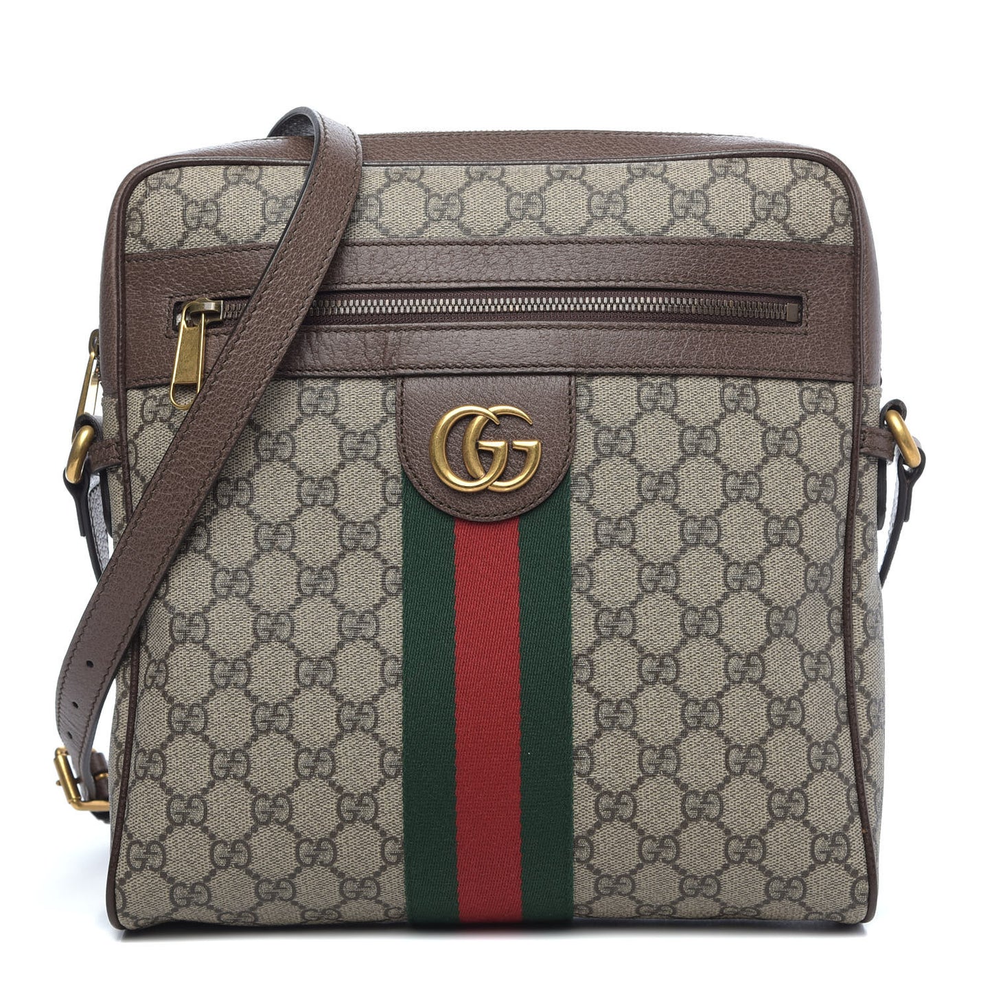 GG Supreme Monogram Web Medium Ophidia Messenger Bag Brown
