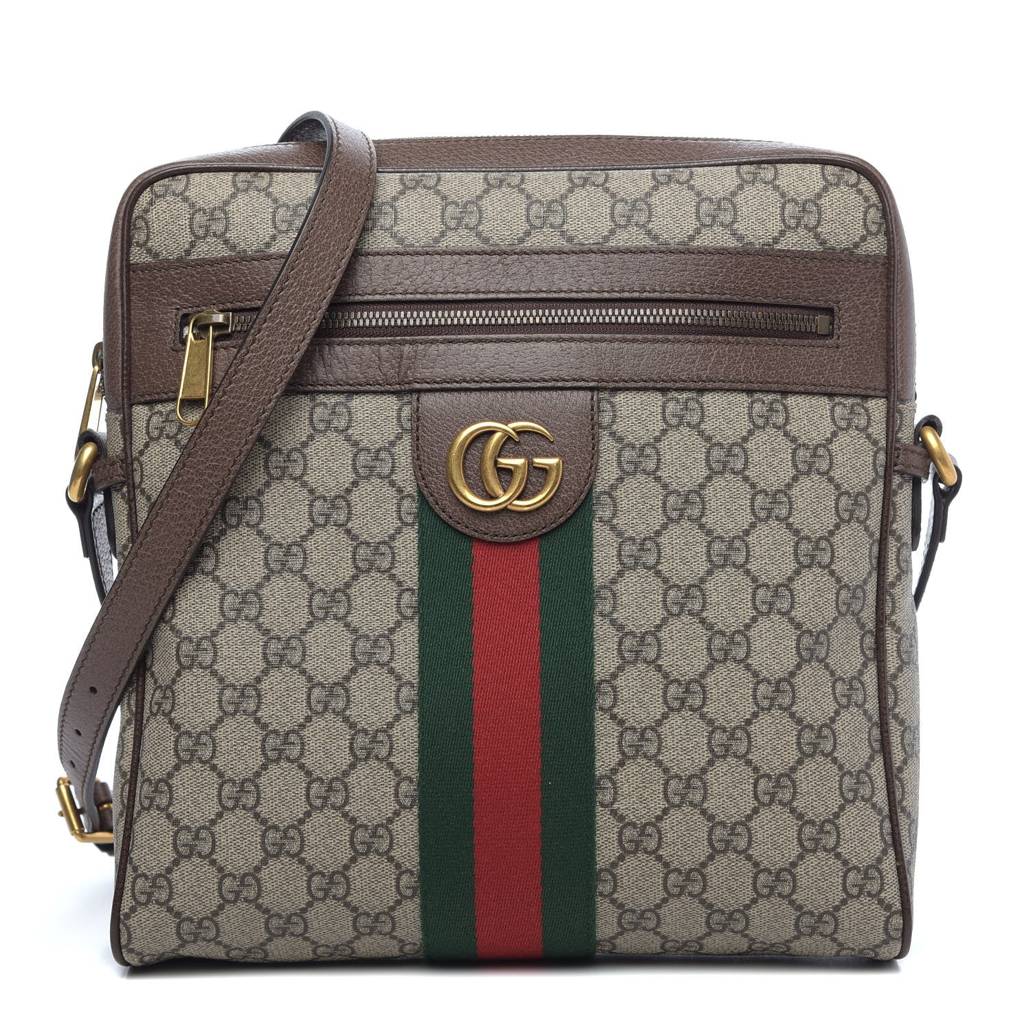 Gucci GG Supreme Monogram Web Medium Ophidia Messenger Bag Brown 1 of 12