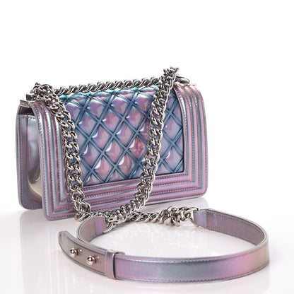 Chanel Iridescent Patent Calfskin PVC Quilted Small Boy Flap Light Purple 3 of 8