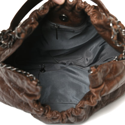 Chanel Distressed Glazed Caviar Quilted Medium Elastic Tote Brown 4 of 14