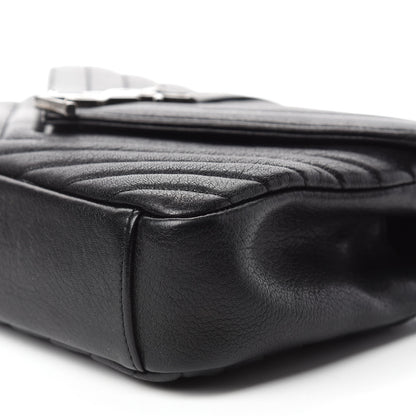 Saint Laurent Sheepskin Matelasse Chevron Monogram Medium College Bag Black 7 of 13
