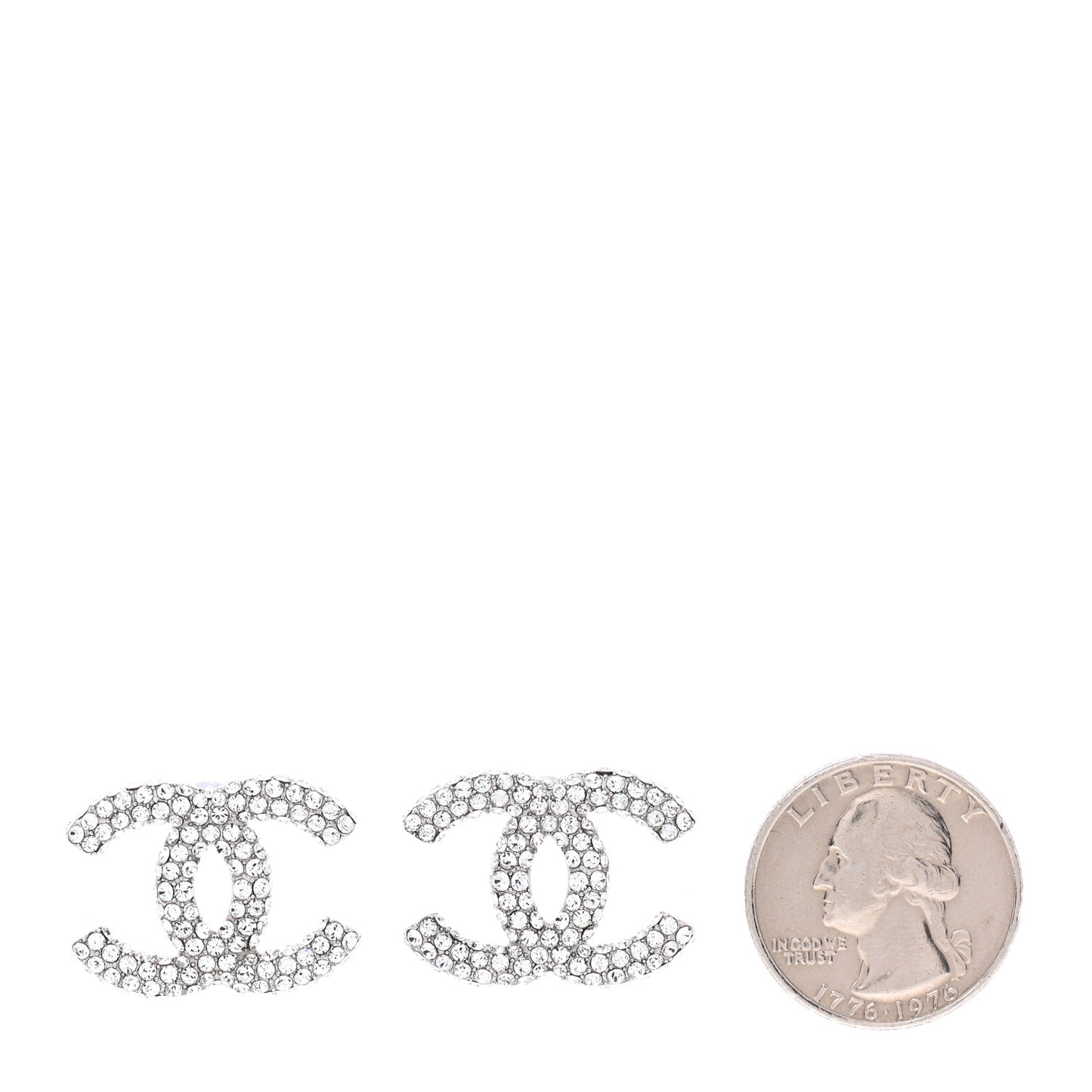 Crystal CC Treasure Chest Earrings Silver