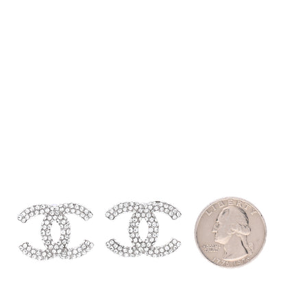 Chanel Crystal CC Treasure Chest Earrings Silver 2 of 4